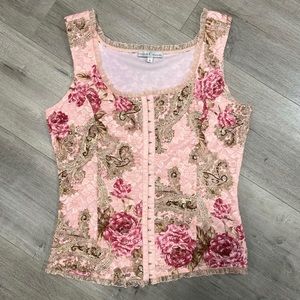 Pink Floral Paisley Corset Top